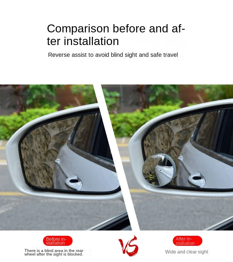 360° Adjustable Car Blind Spot Mirror - Wide Angle Rearview Safety Lens